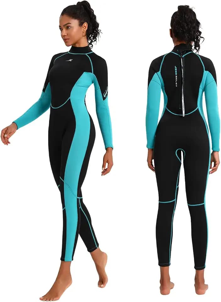 Womens Wetsuit, 3mm Back Zip Full Wetsuit for Diving Swimming