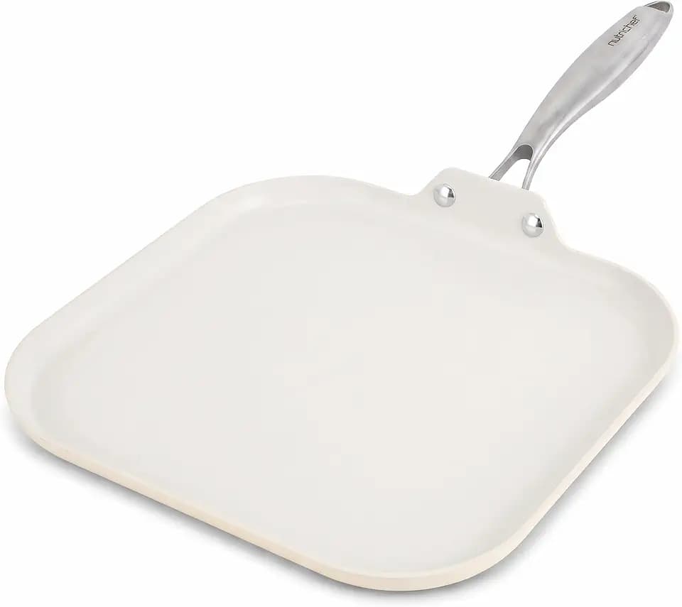 NutriChef 11-Inch Griddle Pan | Ceramic Non-stick with Induction Base
