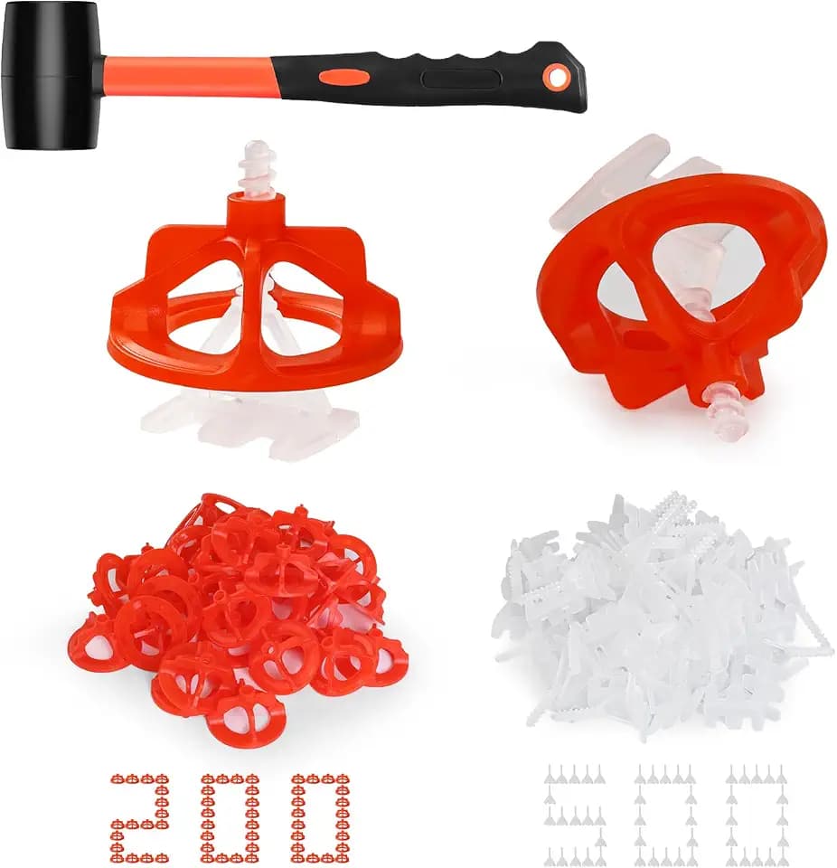 Tile Leveling System 1/8", 500 Pcs Tile Spacers and 200 Pcs Red Cap