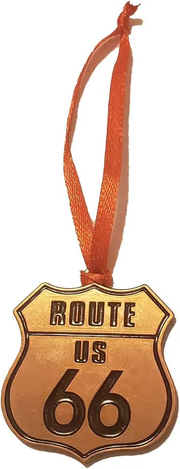 Route 66 Theme Ornament, Rustic Western Metal Bronze
