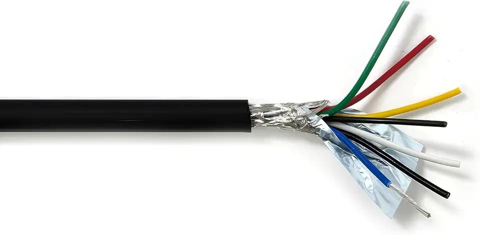 20AWG 6C AMSB Shielded Cable Wire, AWM 2464 Matte Black 25FT
