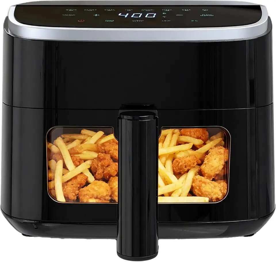 NEWBULIG Air Fryer, 4QT Airfryer 8 Presets, Viewing Window, Nonstick Basket