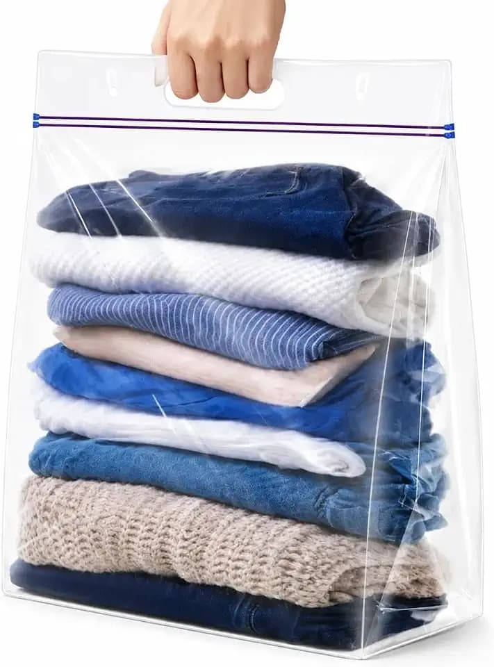 6 Pack 5 Gallon Large Zipper Storage Bags with Handle & Bottom for Clothing