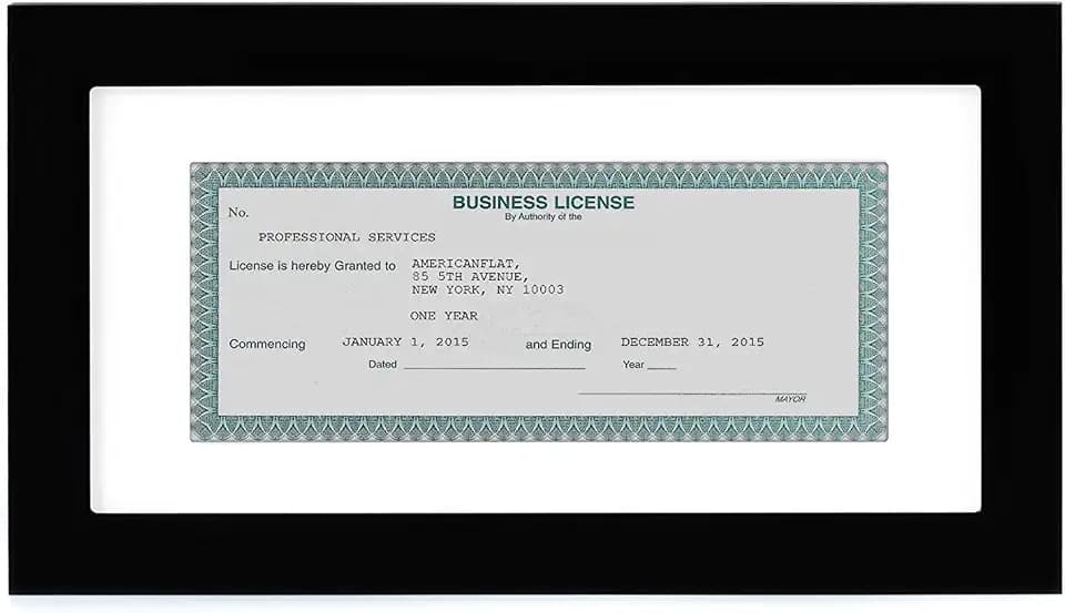 Americanflat 5x10 Document Frame - Matted to 3.5x8 - Black