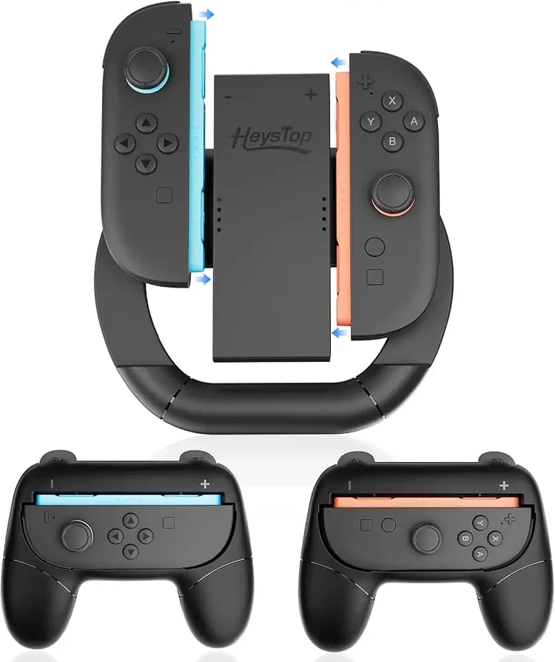 HEYSTOP Joy-Con Griff für Nintendo Switch 2, 3-in-1 Joy-Con Komfort-Griff Hülle Set Game Controller Zubehör, Perfekt für Rennspiele für Zwei Spieler kompatibel mit Nintendo Switch 2 Grip Controller