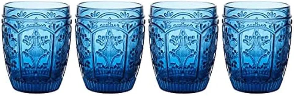Fitz & Floyd Fitz and Floyd Trestle Rocks Double Old Fashioned, Set of 4, Blue