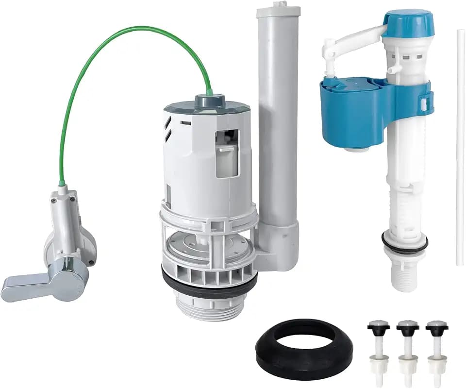 Toilet Tank Replacement Kit for Lever-Handle Toilets - Includes Water-Saving 2-Inch Dual Flush Valve Replacement with Integrated Handle & Adjustable Fill Valve