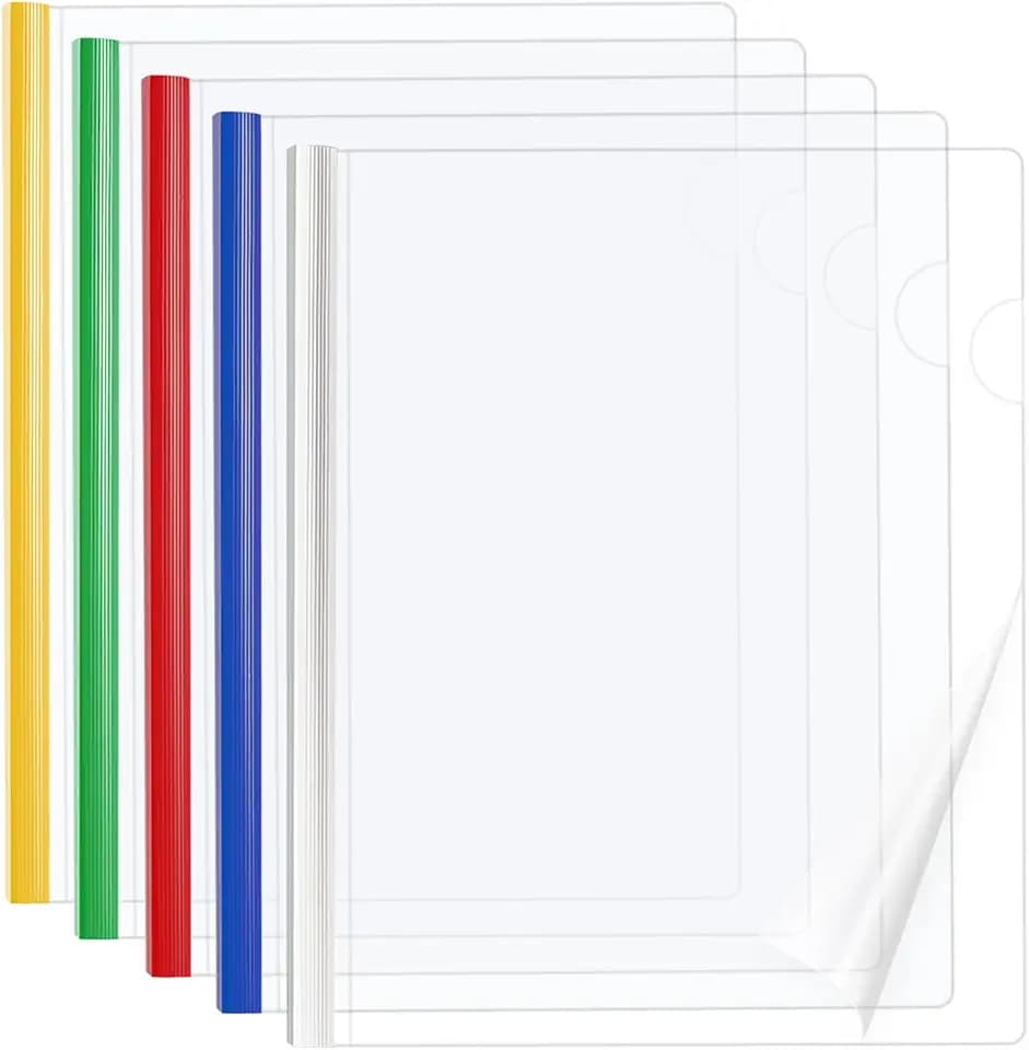 Binditek Clear Report Covers with Sliding Bars,70 Sheet,Multi Color,40 Pack