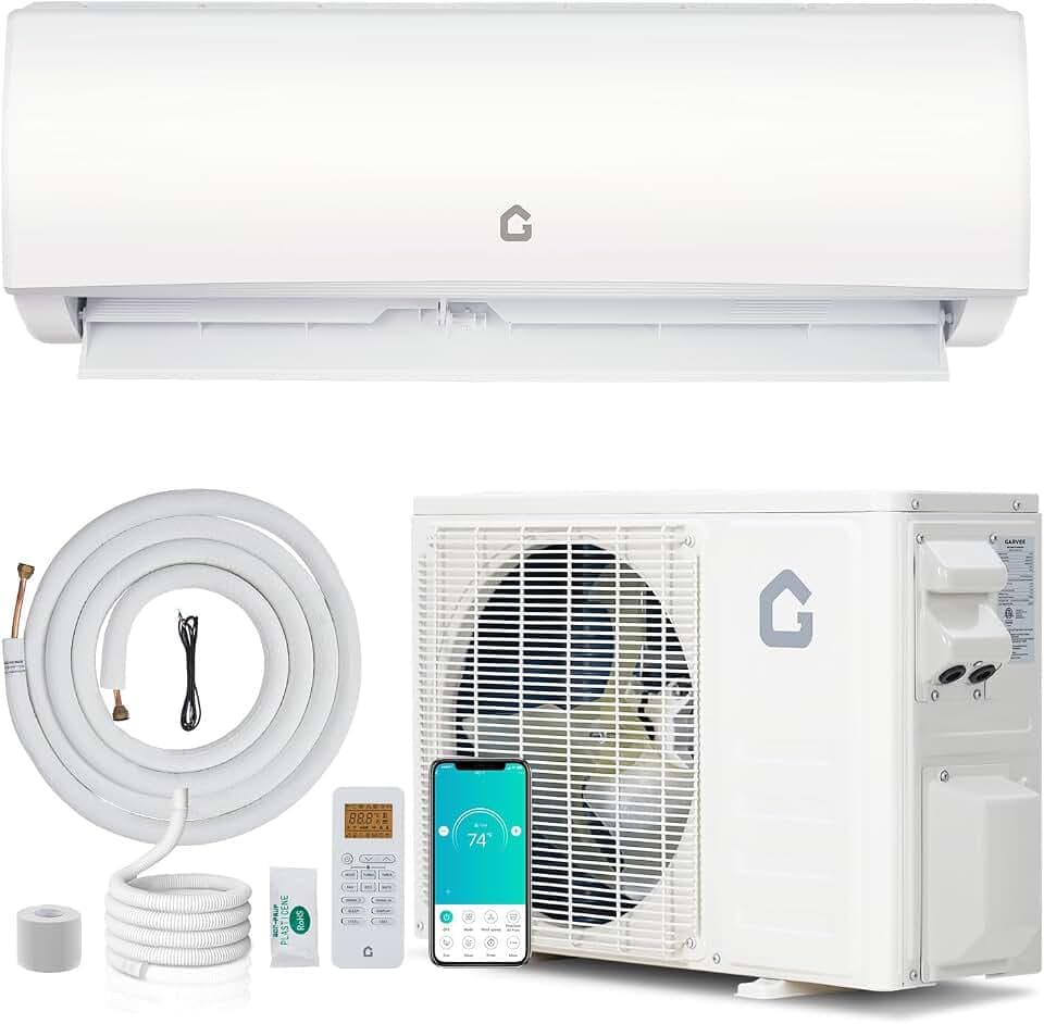 Garvee 9000 BTU Mini Split AC/Heating System, 19 SEER2 115V Wi-Fi Enabled Energy Efficient Mini Split Air Conditioner,Wall-Mounted Split AC Unit,Cools Up to 450 Sq.Ft, Heat Pump & Installation Kits