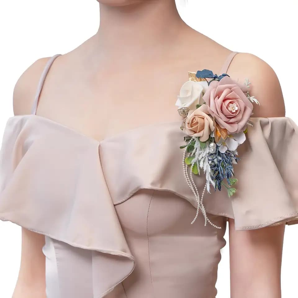 TINGE TIME Artificial Shoulder Corsages Flowers, Set of 2, Mother of The Bride Floral Corsage for Wedding Ceremony Anniversary Formal Dinner Party (Dusty Rose & Navy Blue3)