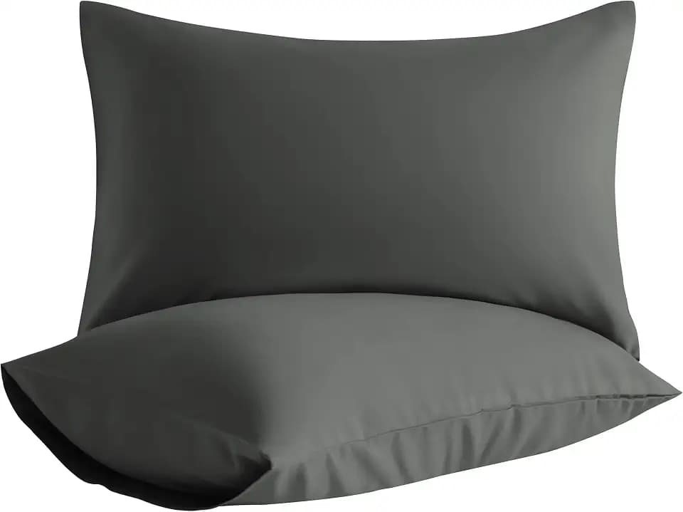 Microfiber King Pillowcases, 2 Pack, 20x36 Inch, Dark Grey