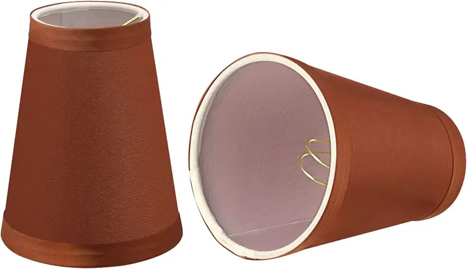 Aspen Creative 32659-2 Small Hardback Empire Shape Chandelier Clip-On Lamp Shade Set (2 Pack), Transitional Design in Redwood, 4" Bottom Width (2 1/2" x 4" x 5")