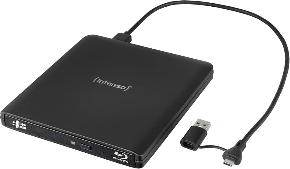 Intenso Externes Blu-ray Laufwerk EOD 500BD Slim, USB 3.2 Brenner, Schwarz
