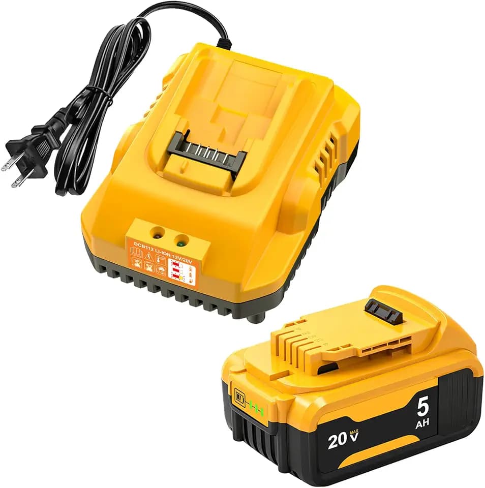 20v Max Battery Replacement for Dewalt Battery 5.0Ah with DCB112 Battery Charger Station for DCB200 DCB120