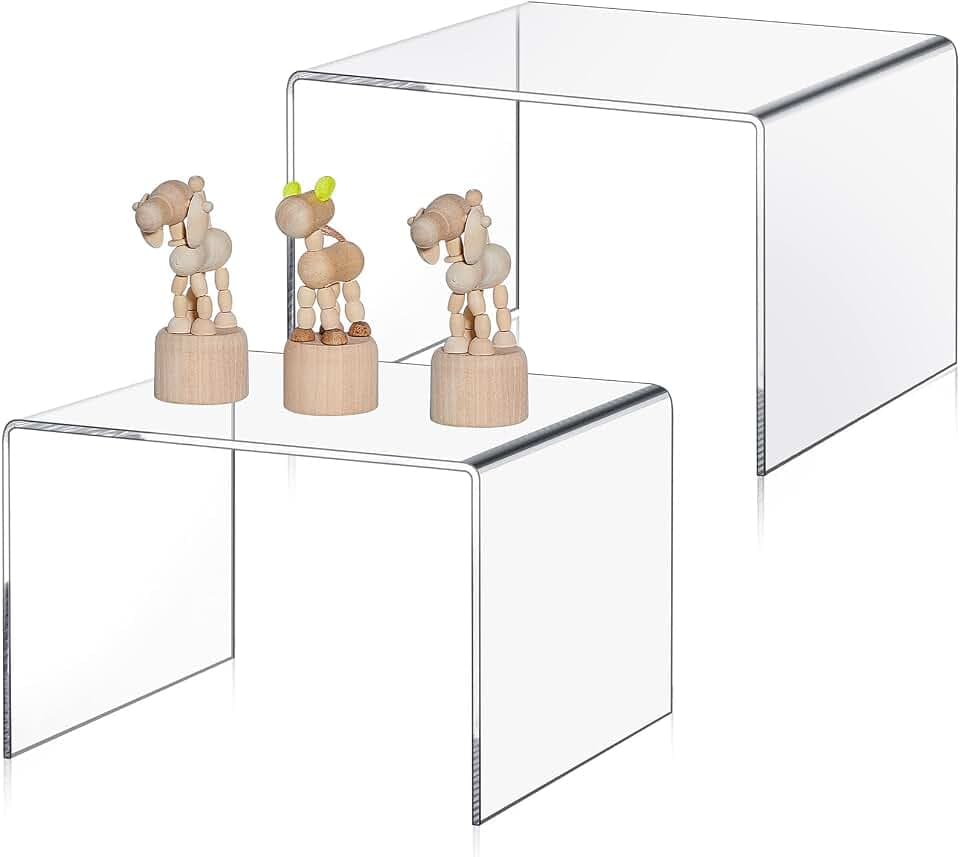 RattanView 2 Pcs 9 Inch Large Clear Acrylic Shelf Riser, 5mm Thick