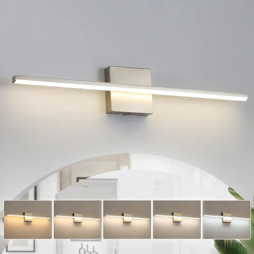 Modern Bathroom Vanity Light 24 Inch, 18W Brushed Nickel Bathroom Light Fixture Over Mirror, Dimmable 5CCT LED Wall Sconce Lighting for Restaurant