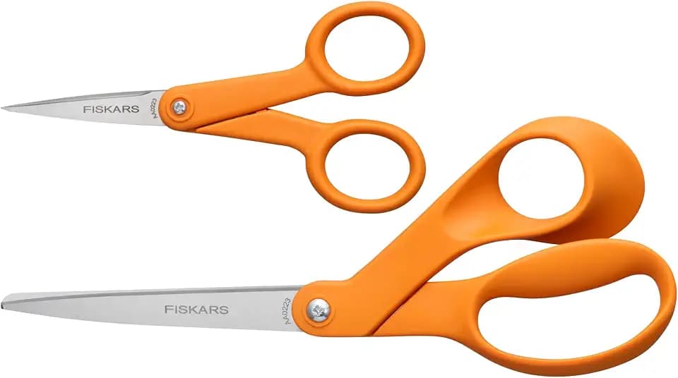Fiskars 2-Piece Original Orange-Handled Scissors Set, Stainless Steel Blade