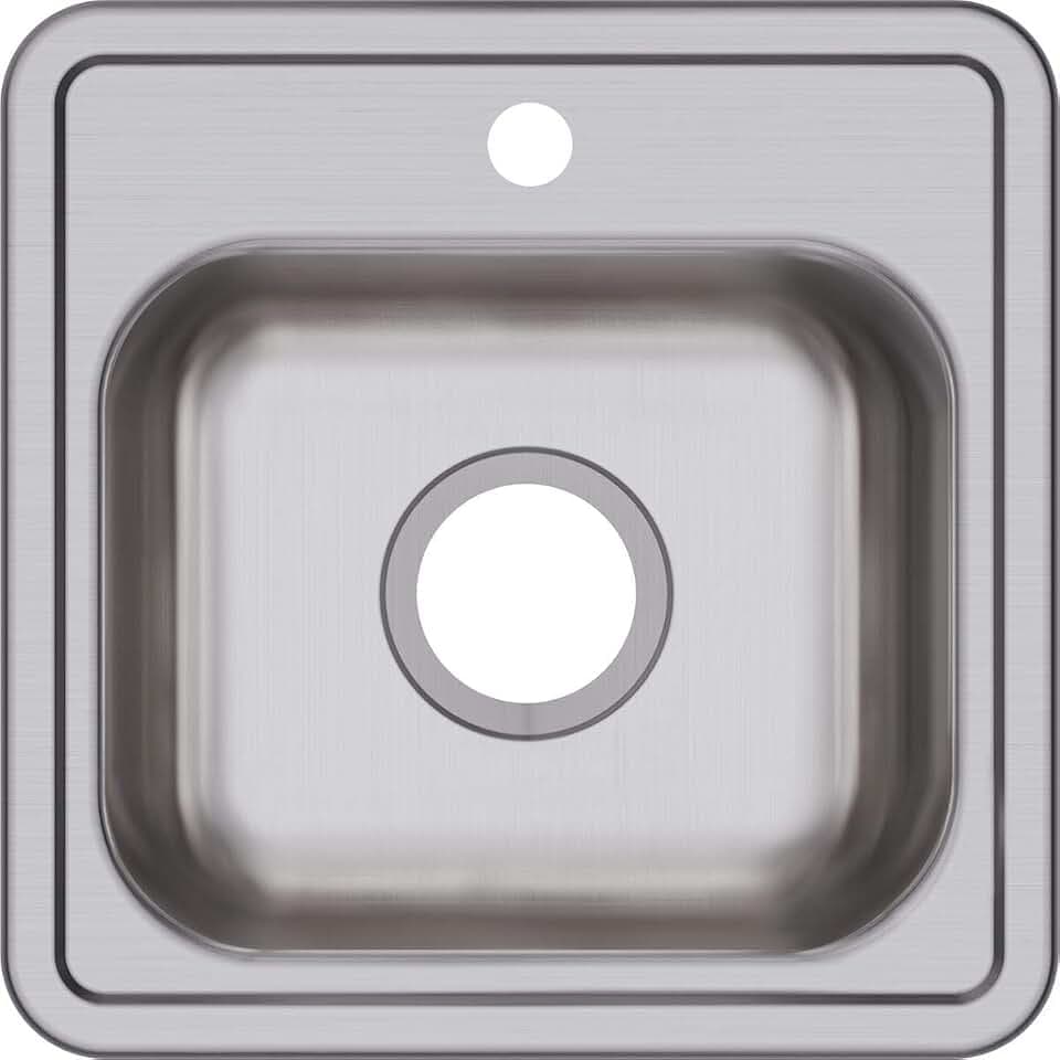 Dayton D115161 Single Bowl Drop-in Stainless Steel Bar Sink, 15 x 15 with 3.5" Drain Hole