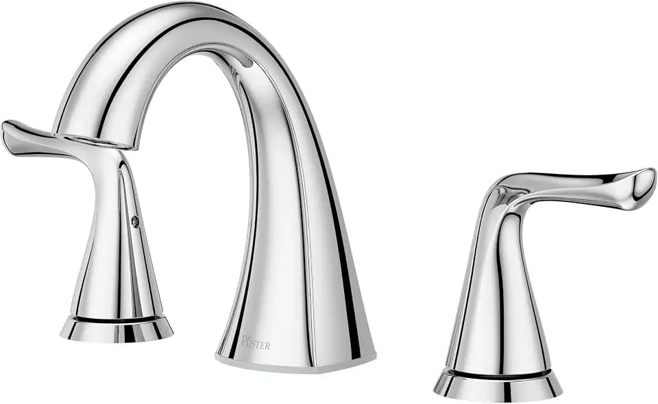Pfister Willa 3 Hole Widespread Bathroom Sink Faucet with 2 Handles Polished Chrome Finish Push & Seal Drain TiteSeal Technology NSF Certified Vanity Faucet LF049MALCC