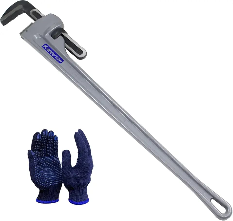 48 Inch Aluminum Pipe Wrench, 8"/200mm Adjustable Jaw Capacity, Heavy Duty Straight Handle Plumbing Wrenches Plumbers Tool, Exceed the Standard GGG (48-INCH)