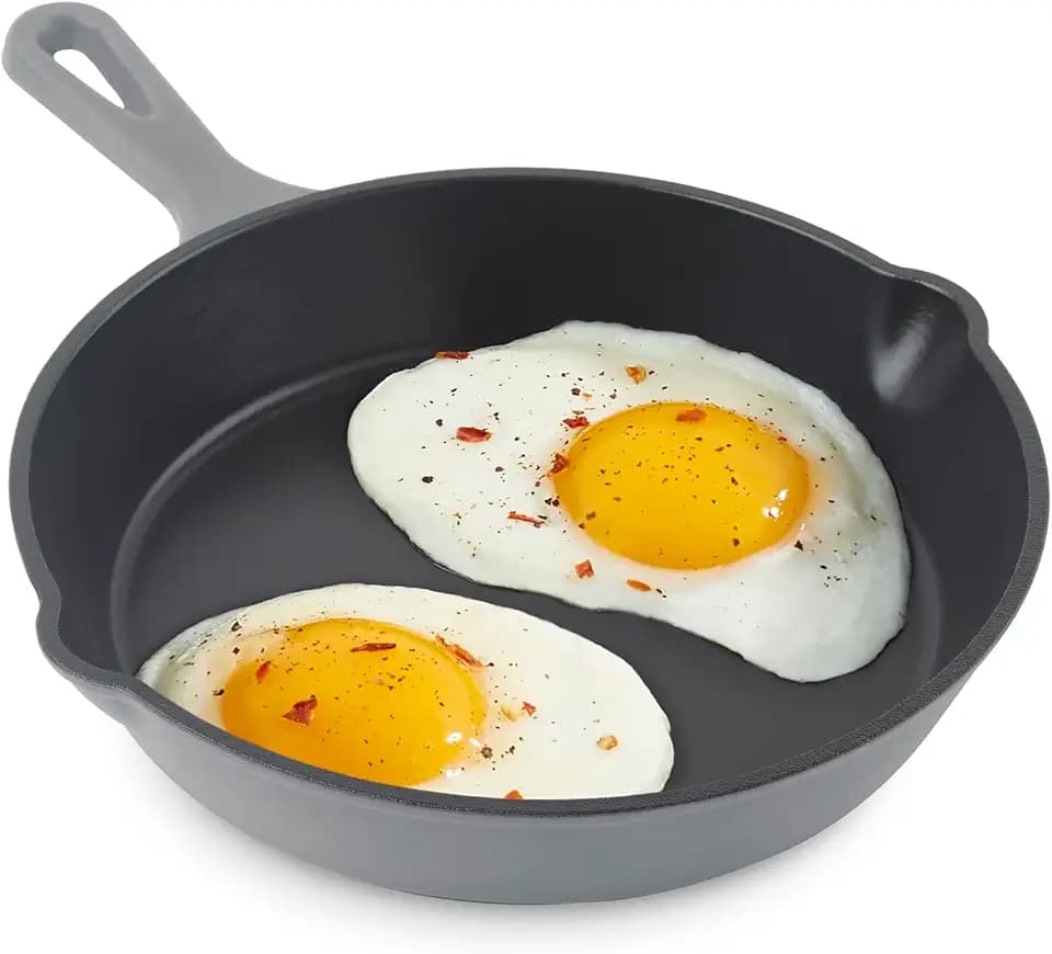 DASH Zakarian x Nonstick Cast Iron Skillet - Versatile Frying Pan Cookware - Oven-Safe Searing Skillet with Pour Spout and Quick-Clean Surface - Rust-Resistant - Gray, 7.5-Inch
