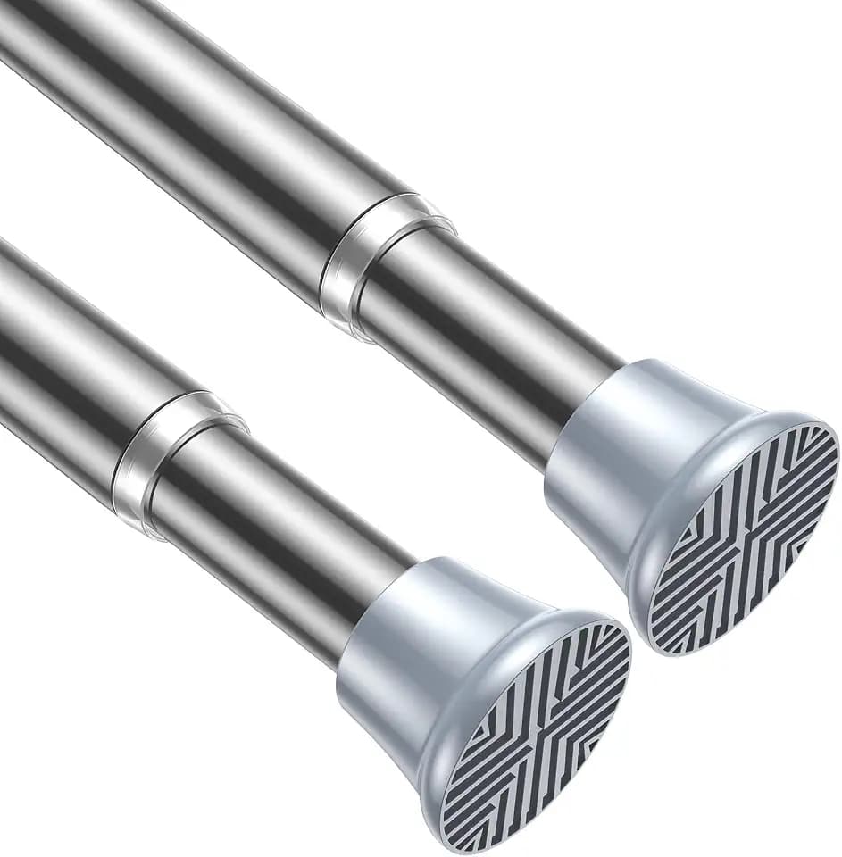 AIZESI 2Pcs Tension Rod 24-46 inch, No Drill Spring Curtain Rod, Silver