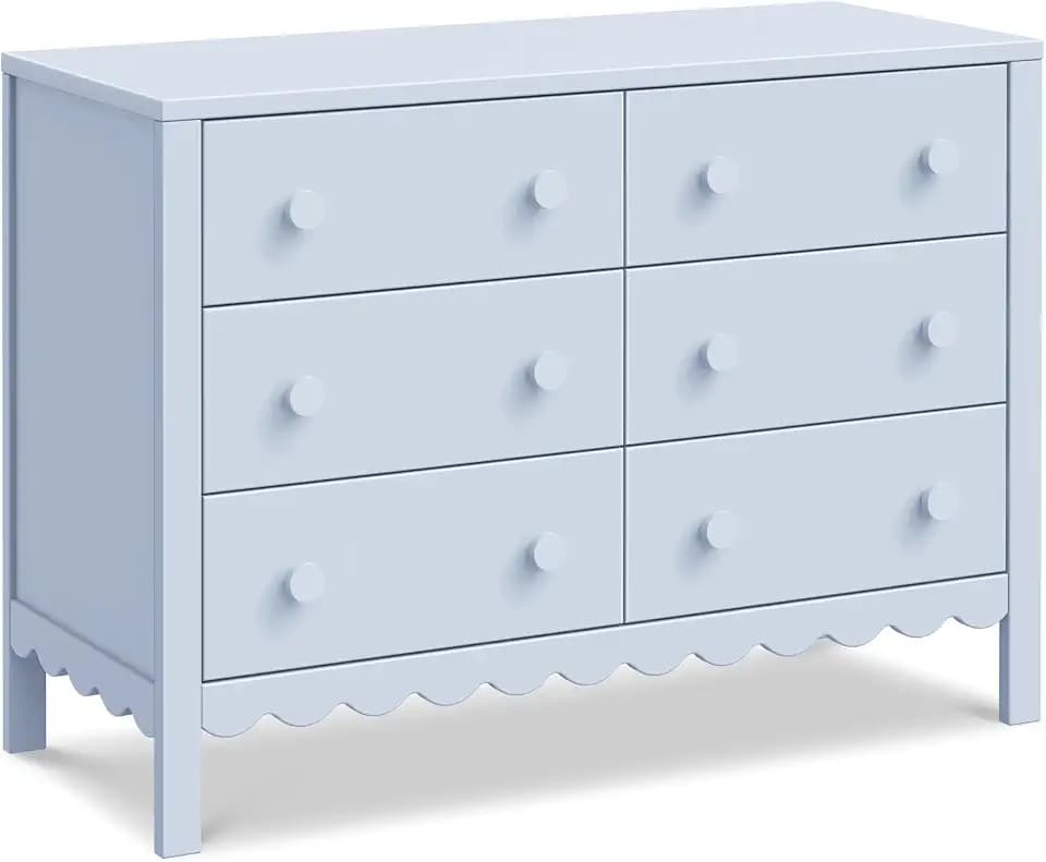 Davinci Sammy Scallop 6-Drawer Dresser in Powder Blue
