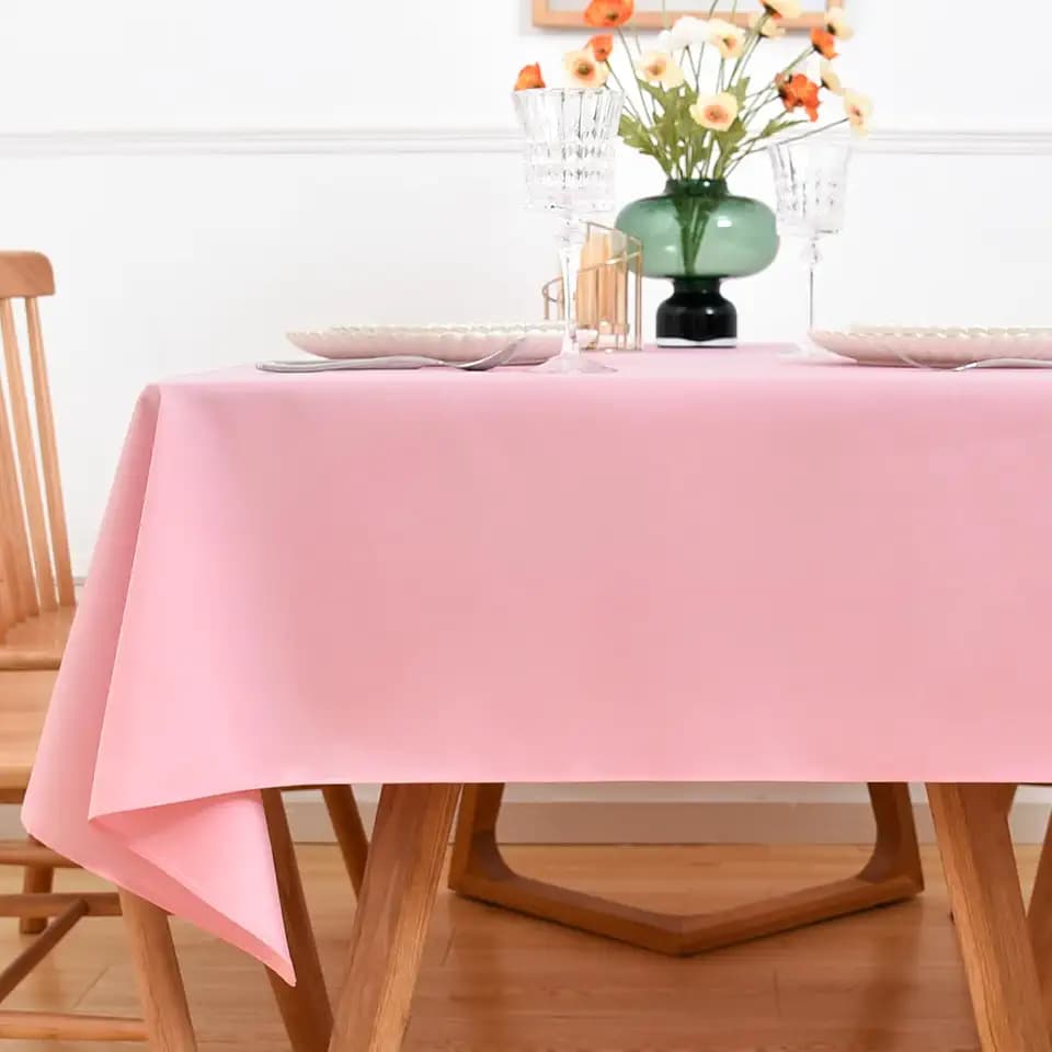 NEWISHER Pink Square Tablecloth 52 x 52 inch, Polyester Table Cloth