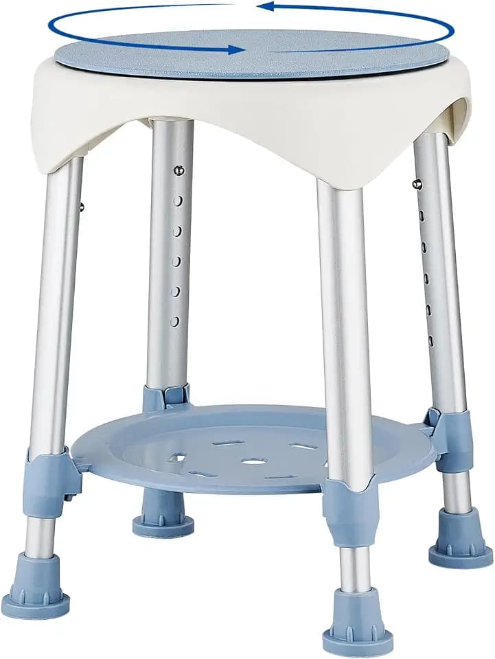Shower Stool Chair for Inside Shower,360° Swivel,Blue,300LBS