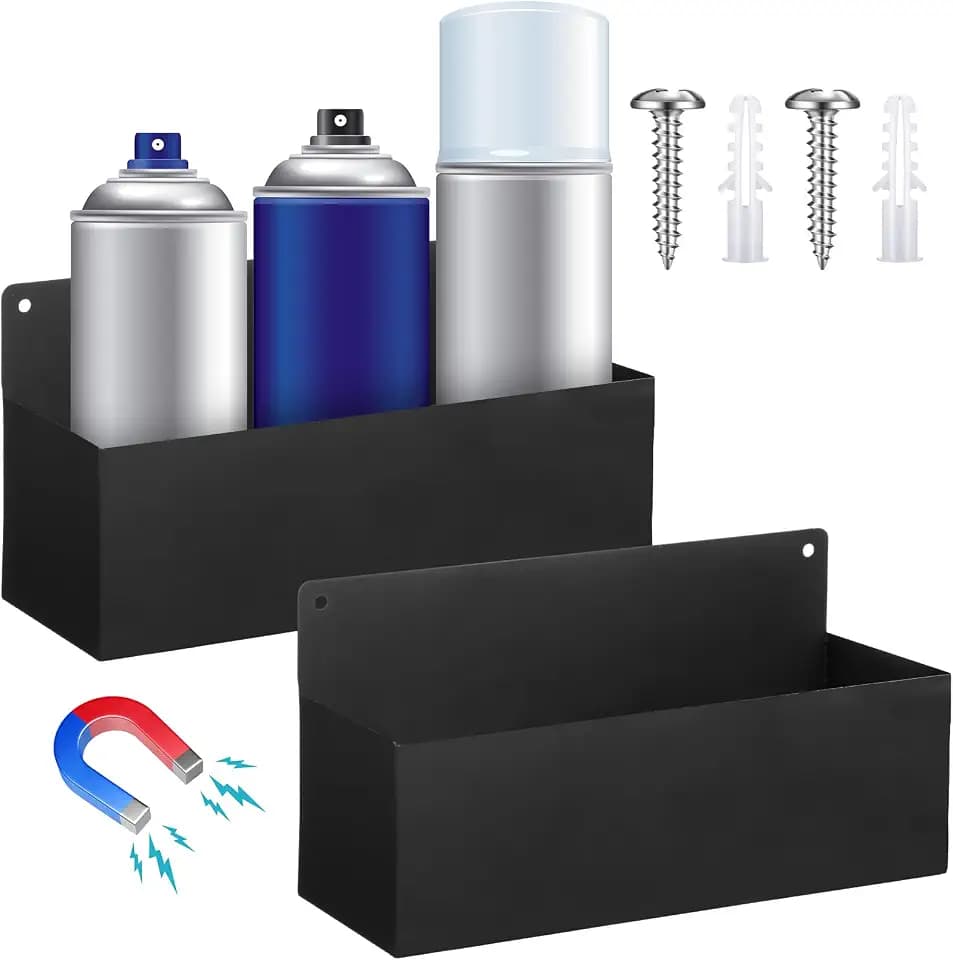 2 Pcs Magnetic Aerosol Spray Can Holder, 8.27 x 3.15 x 4.33 Inch, Black