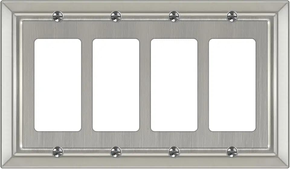 Metal Wall Plate for Electrical Outlets, Applicable to Quad Decoretor