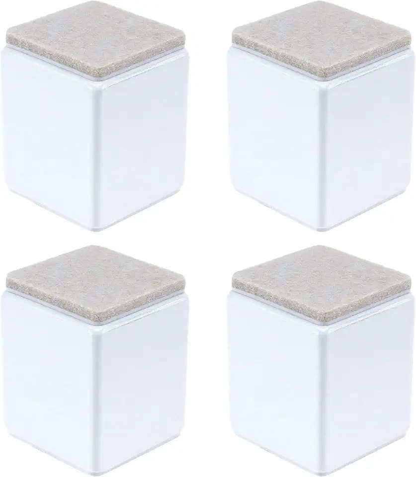 4pcs 2" Bed Riser White Square Self Adhesive Furniture Foot Pad