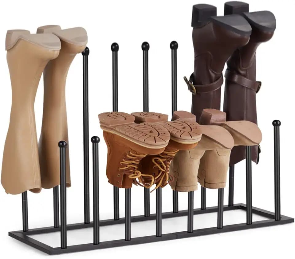 Boot Rack, Upgrade 21.5 Inch Height Boot Organizer for Tall Boots, 8 Pairs Stainless Steel Boot Storage Holder for Entryway, Closet, Black