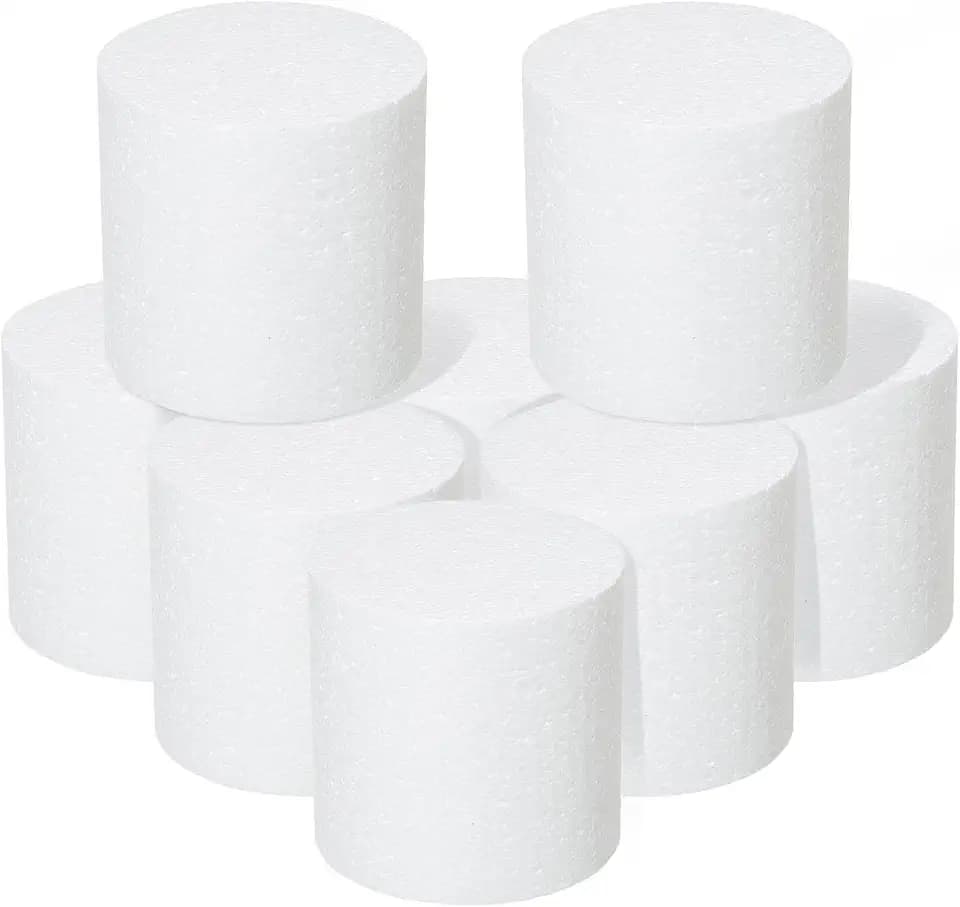 Crafare Round Foam Rounds 4x4 Inch Polystyrene Foam Circle Dummy Cake Set 8 Pack for Wedding Birthday Cakes Crafting, Modeling Art Project Displays