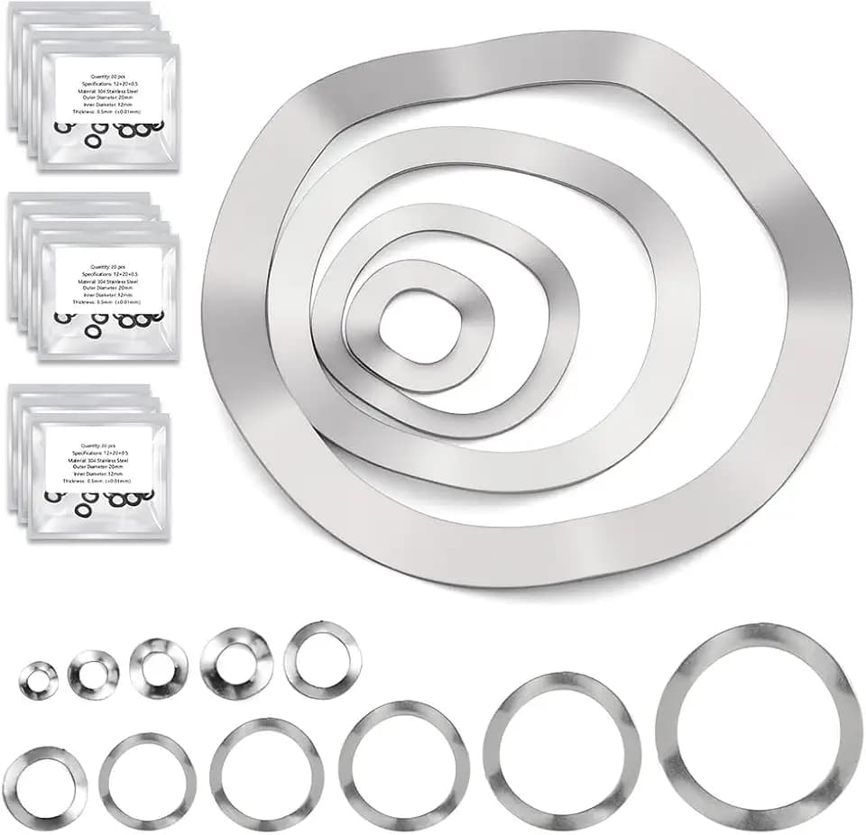Wave Washer Assortment Kit, 240pcs Wave Spring Washer M3-M25, 304 SS