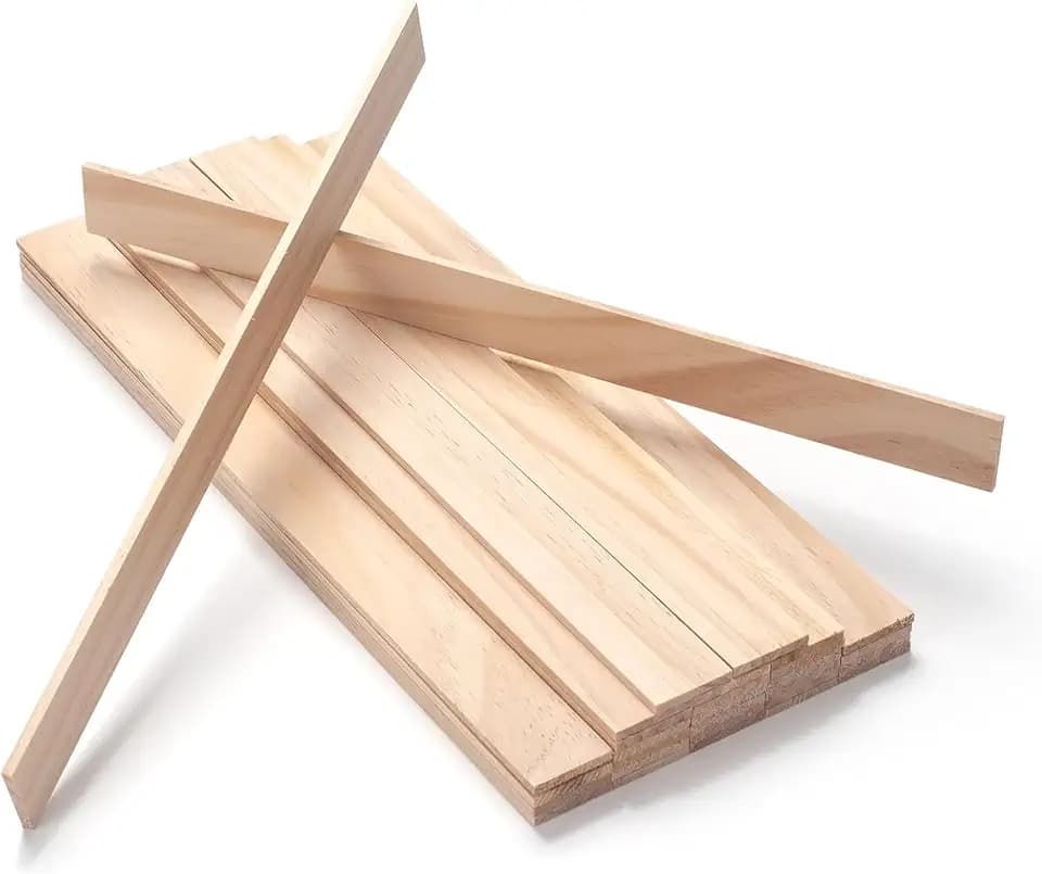 Wooden Dowels for Crafts, Wood Trim Wood Strips Slats for Wall 1/8" × 1" × 12", 30 PCS Square Dowel Rods Wooden Sticks for Crafts, Unfinished Hardwood Sticks Flat Lumber Boards for Woodworking