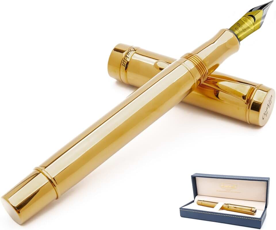 Conklin Duragraph Metal Fountain Pen PVD Gold - 14K Fine Solid Gold Nib - Durable PVD Coating & Luxurious Design - Ideal Gift for Collectors & Professionals