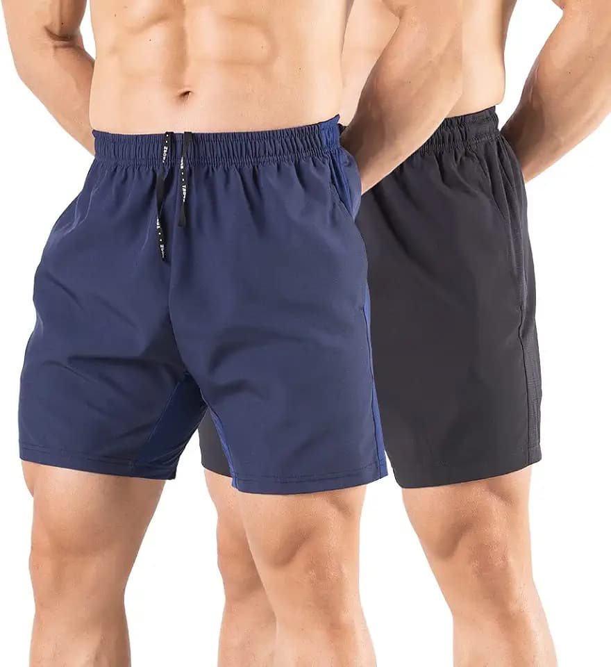 Gaglg Men's 5" Running Shorts 2 Pack Quick Dry Athletic Workout Gym Shorts with Zipper Pockets