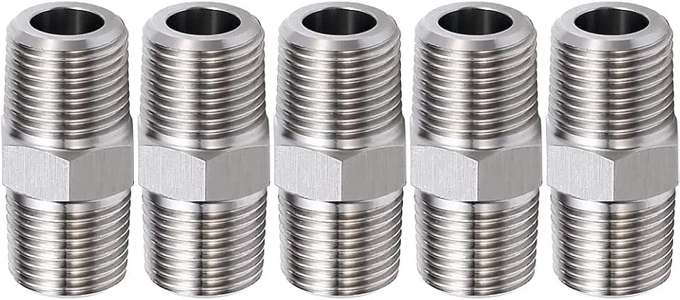 3/4" Male to 3/4" Male NPT Hex Nipple, 304 Stainless Steel Threaded Pipe Fittings (Pack of 5)
