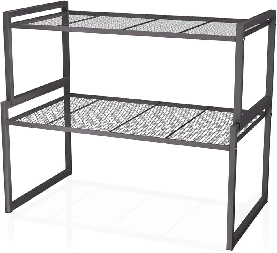 Stackable Kitchen Cabinet Organizer Shelves Pantry Rack Set of 2