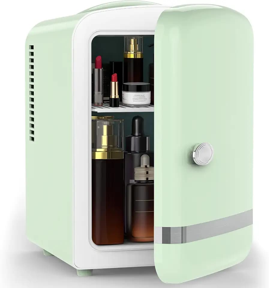 Electactic Mini Fridge, 4L/6 Cans Cosmetic Fridge for Bedroom, Green