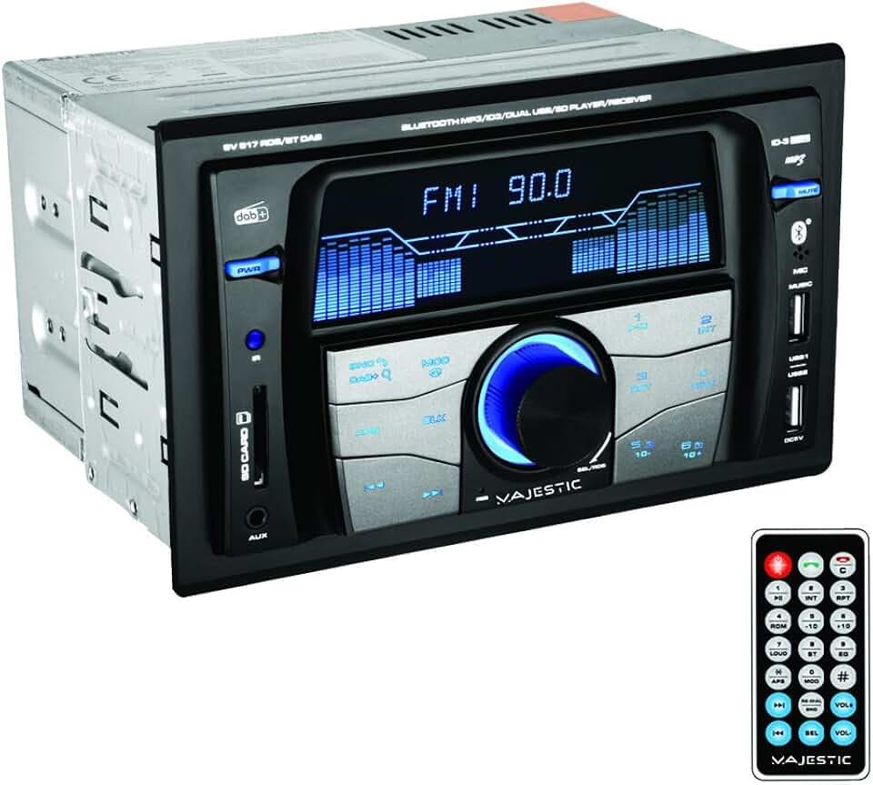 Majestic SV 517 RDS BT DAB Autoradio FM Stereo DAB+ Bluetooth, Doppel-DIN, USB/SD/AUX-IN, USB Charger, 180W(45x4ch), schwarz