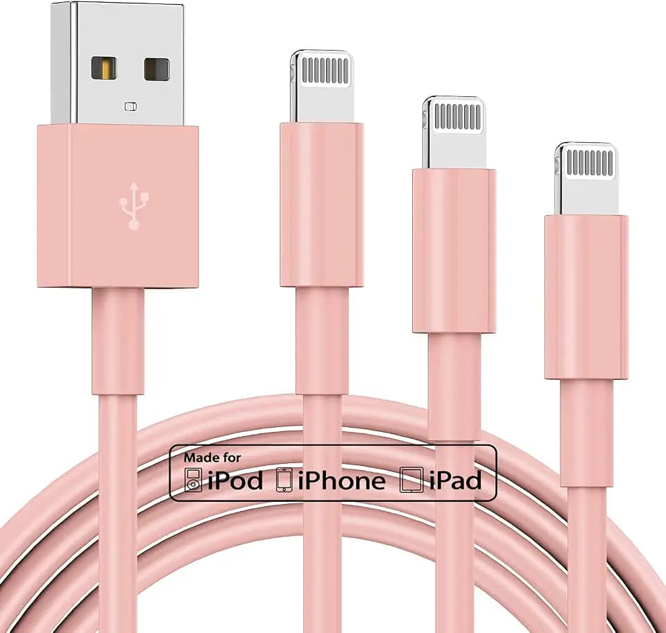 3 Pack Apple MFi Certified Charger Cable 3Ft, Lightning to USB Cable Cord 3 Foot, 2.4A Fast Charging,Apple Phone 3 Feet Long Chargers for iPhone 14/13/12/11/X/XS/XR/SE/8/7/6/5 Plus Pro Max Mini Pink