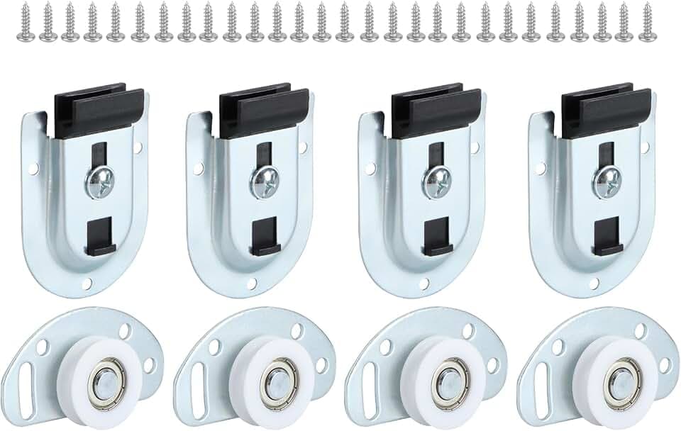 4 Pairs Sliding Closet Door Hardware Kit for Closet & Wardrobe Doors