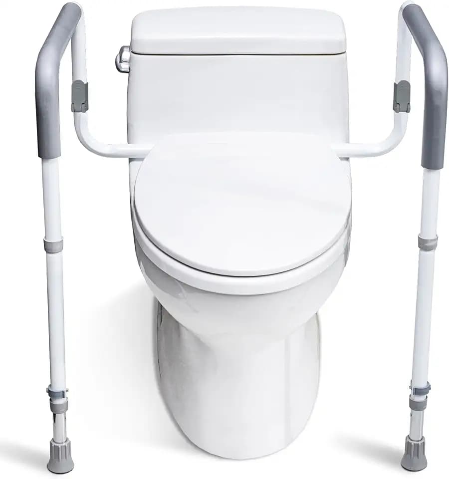WeHwupe Toilet Safety Rail for Seniors, Height & Width Adjustable Handles