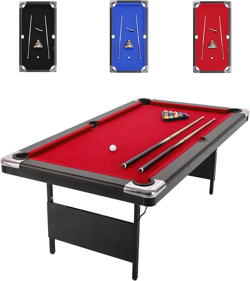 Garvee 7 ft Pool Table, Portable Pool Table, Folding Billiards Table Includes Full Billiard Balls, 2 Cue Sticks, Chalk and Felt Brush for Home Game Room, Family Entertainment