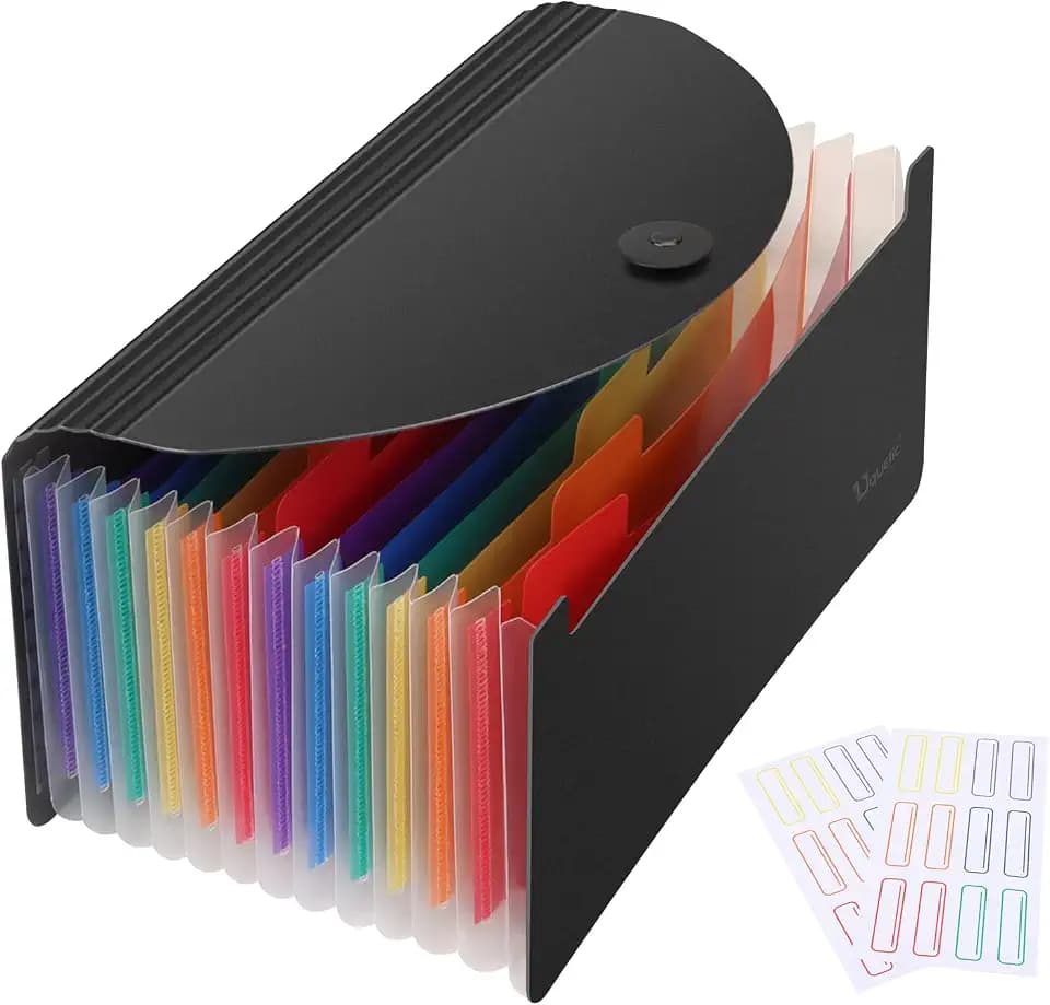 Uquelic Stand Receipt Organizer Folder, 13 Pockets Expanding Storage
