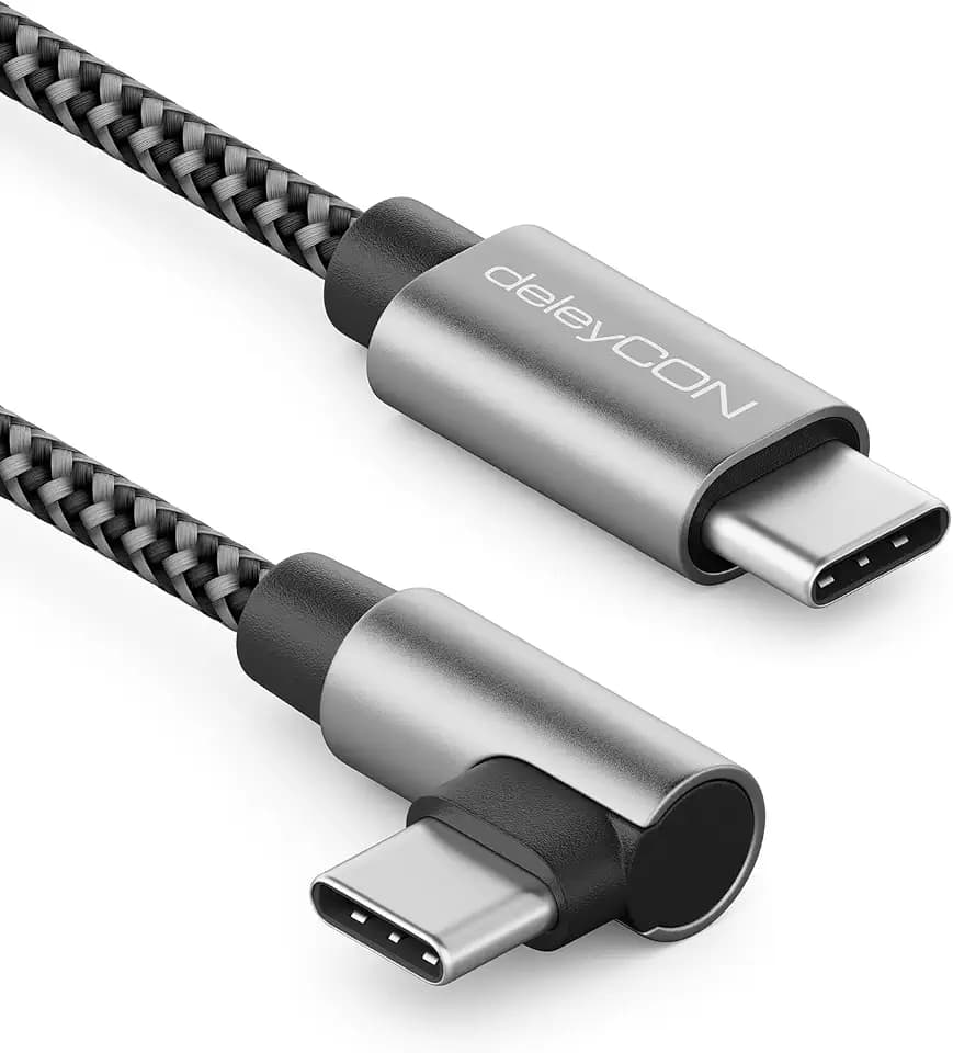 deleyCON 1,5m USB-C Kabel 1x 90° PD3.0 60W USB-C auf USB-C