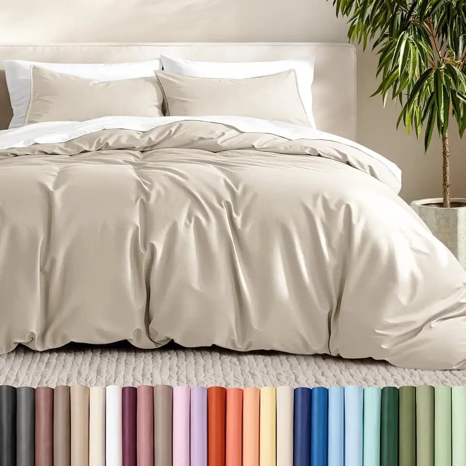 Bare Home Duvet Cover Set 1800 Ultra-Soft (Oversized King, Sand)