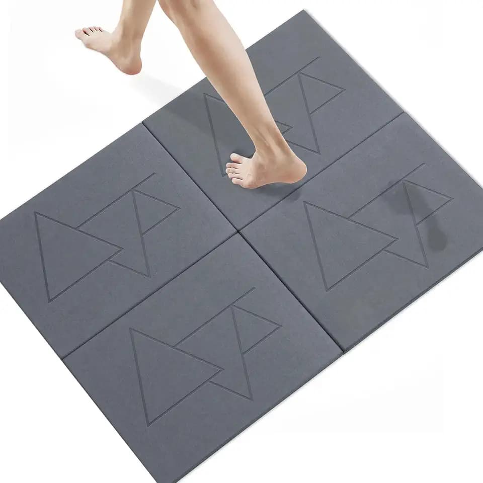 Extra Large Stone Bath Mat for Bathroom,31.5" x 23.6" Quick-Drying Diatomite Stone Shower Mat,Spliceable Design Instant Dry Technology Bath Mats Non-Slip Easy to Clean(Geometry Dark Gray)